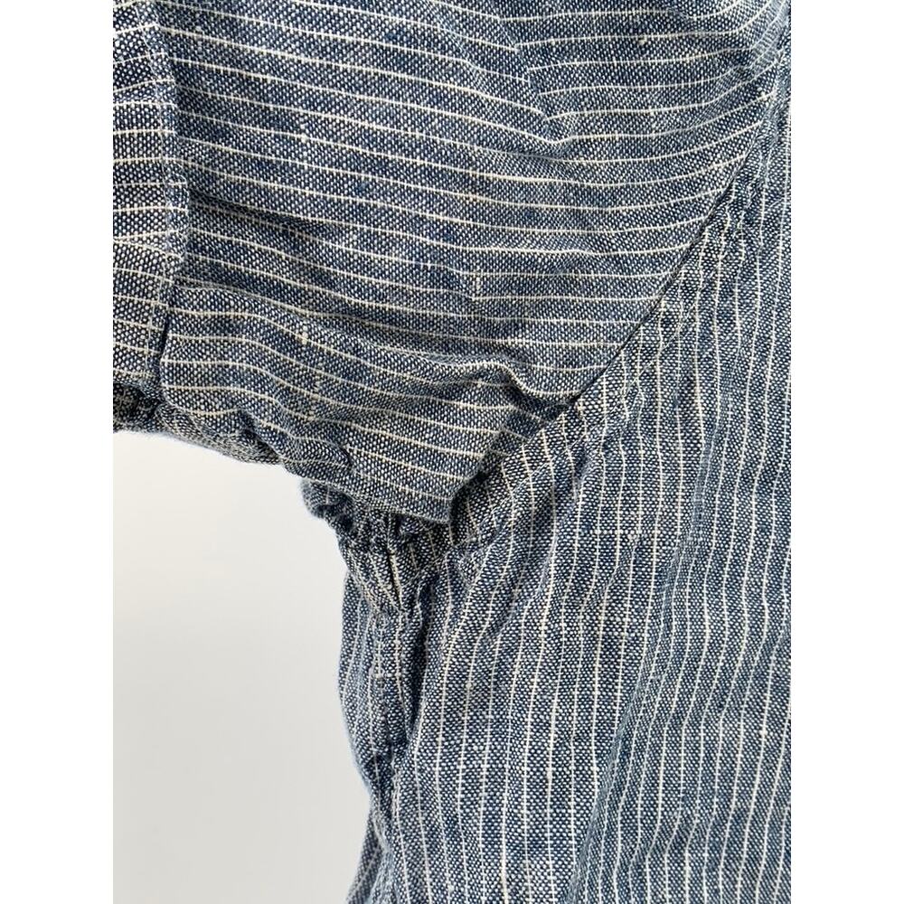 EVERLANE Men's Blue-White Micro Striped Linen Button-Up Short Sleeve Shirt SZ M - Picture 5 of 11